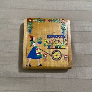 Vintage Wooden Dutch compact with mirror.